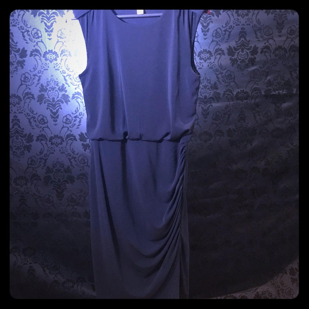 Banana Republic navy dress with gold details